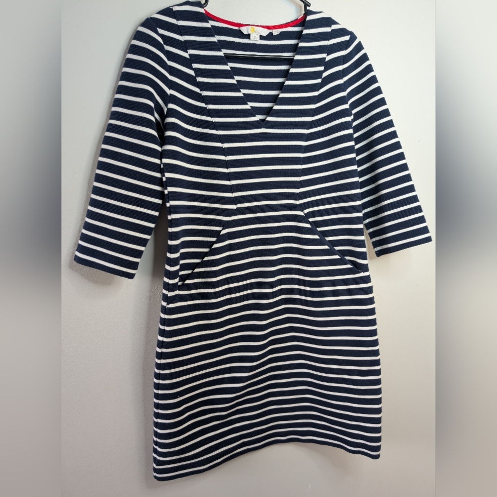 Boden Navy and White Striped Dress Size 4P